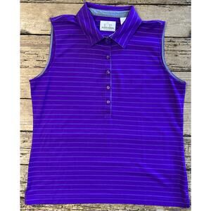 E.P. Pro Tour Tech Women’s Purple Striped Collared Tank Top Size L NWOT